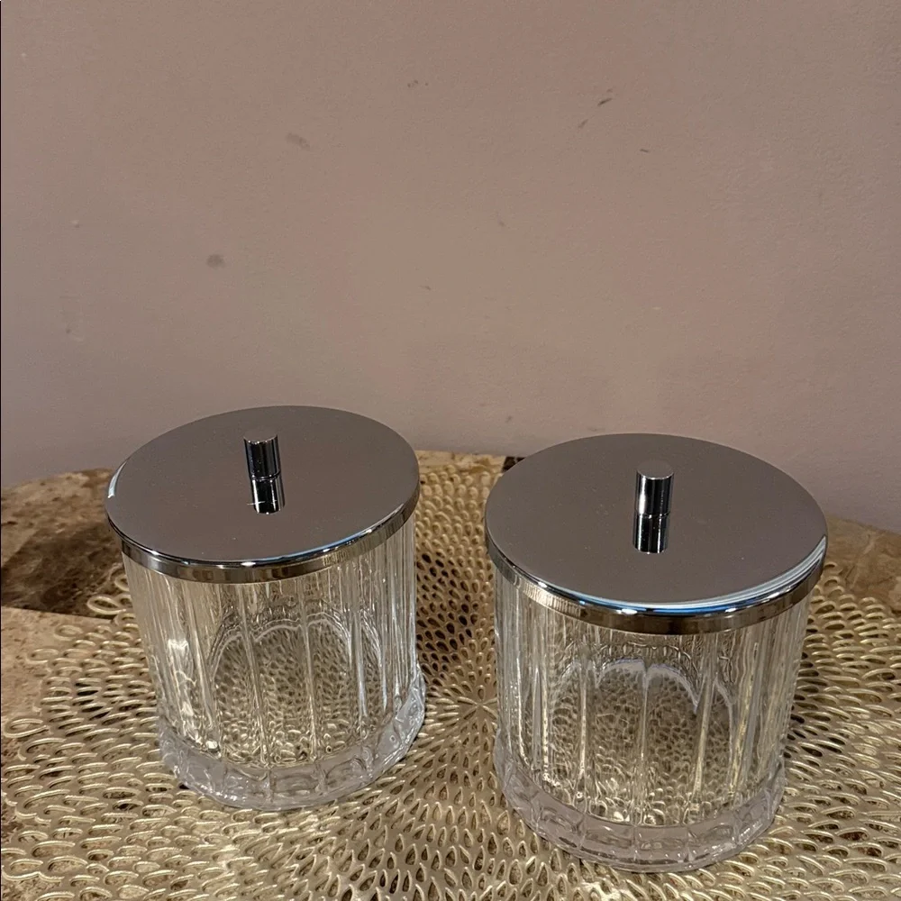 Vanity Glass Lidded Jars, Set of 2